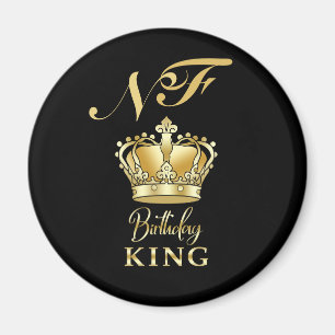 Födelsedagskung Guld Krona Royal Monogram Lyx Magnet