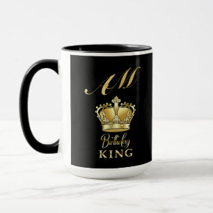 Födelsedagskung Guld Krona Royal Monogram Lyx Mugg