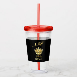 Födelsedagskung Guld Krona Royal Monogram Lyx Take Away Mugg