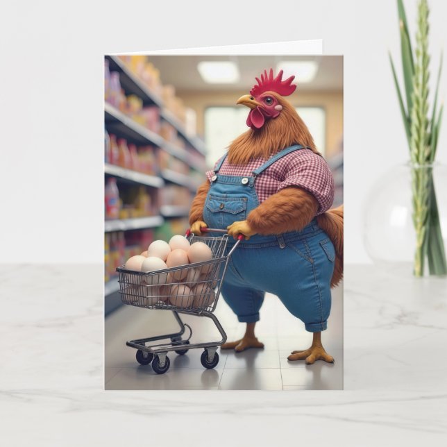 Födelsedagskyckling med ägg i ett köpcentrum kort (Framsida)