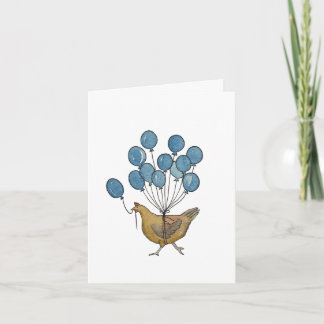 födelsedagskyckling och ballonger tack kort