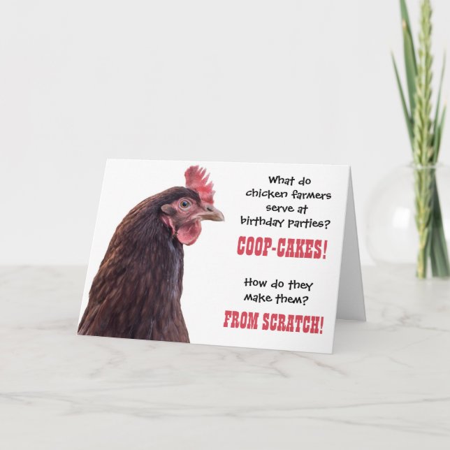Födelsedagskyckling skämtar med Hen Photo Card Kort (Framsida)