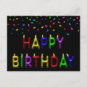 Födelsedagsljus för regnbågsfödelsedagskort med ko vykort