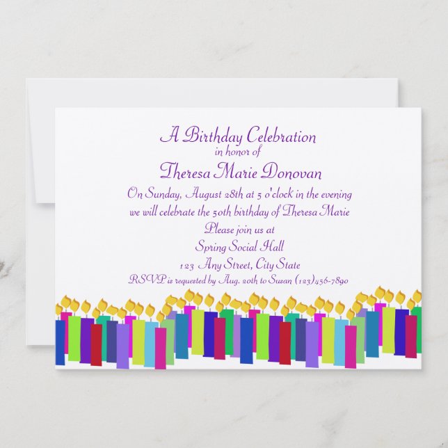 Födelsedagsljus Inbjudningar (Framsida)