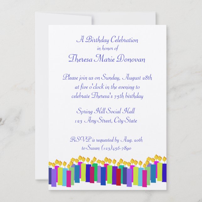 Födelsedagsljus Inbjudningar (Framsida)