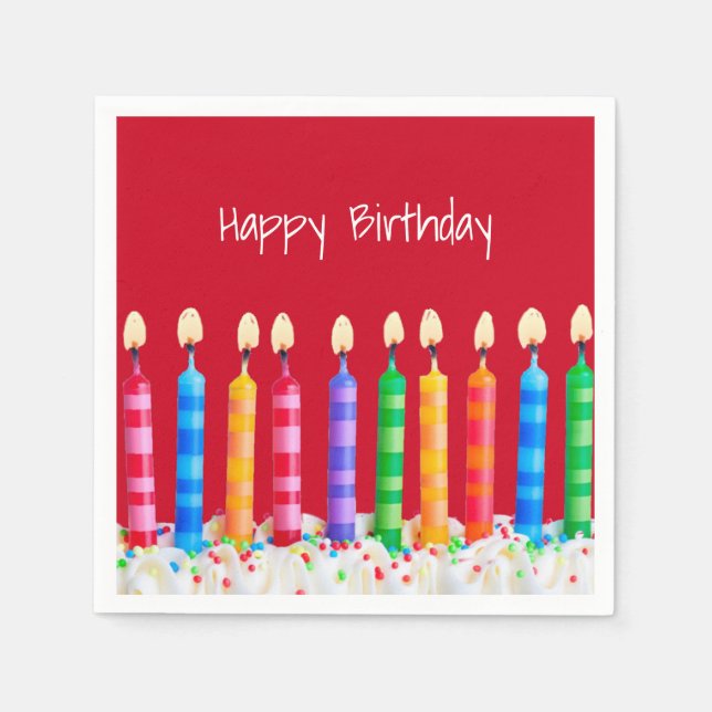 Födelsedagsljus på rött pappersservett (Framsidan)