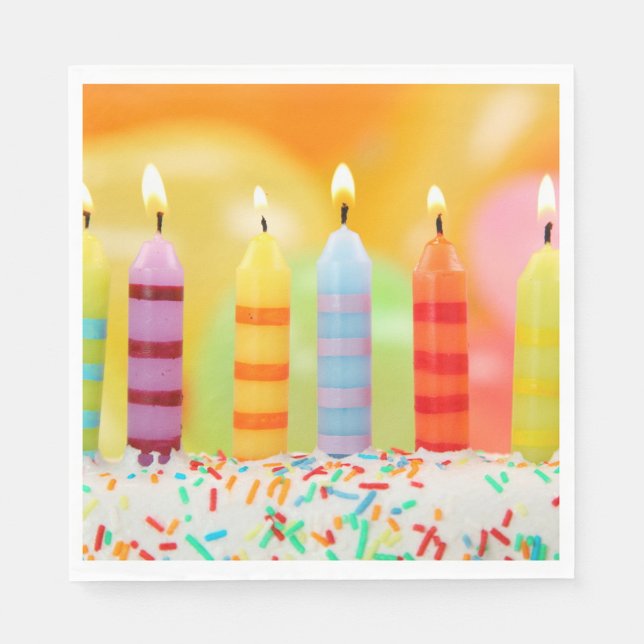 Födelsedagsljus Pappersservett (Birthday cake colorful candles and frosted cake!)