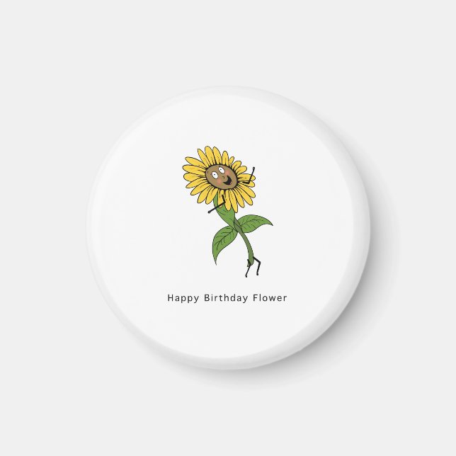 Födelsedagsmagnet, glad födelsedag blomma magnet,  magnet (Framsidan)