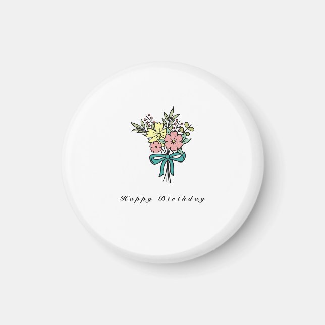 Födelsedagsmagnet, lycklig födelsedag blombukett magnet (Framsidan)