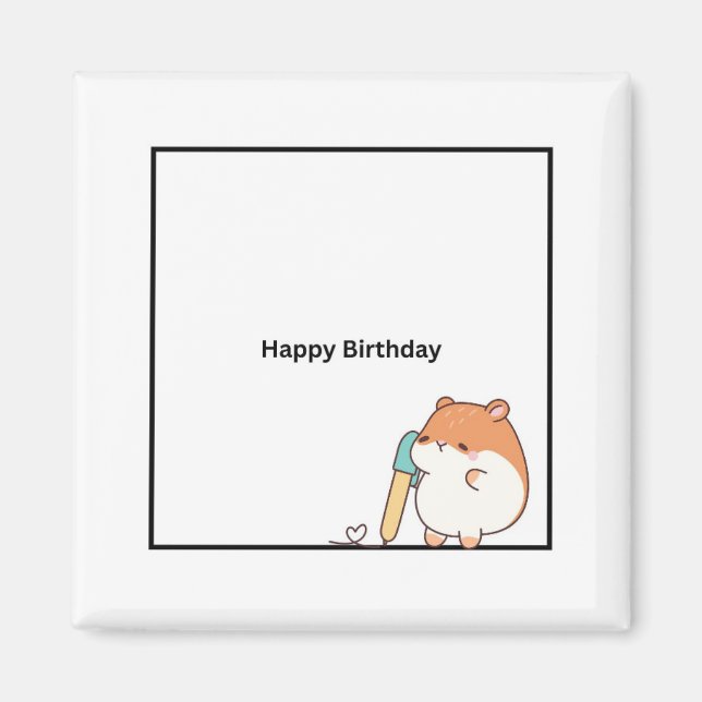 Födelsedagsmagnet, söt hamster födelsedagsmagnet magnet (Framsidan)