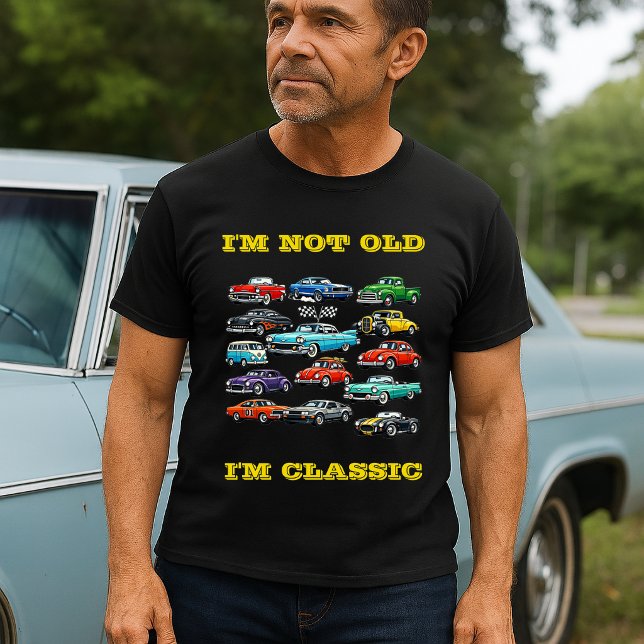 Födelsedagsmall för klassisk bil collage t shirt (Skapare uppladdad)