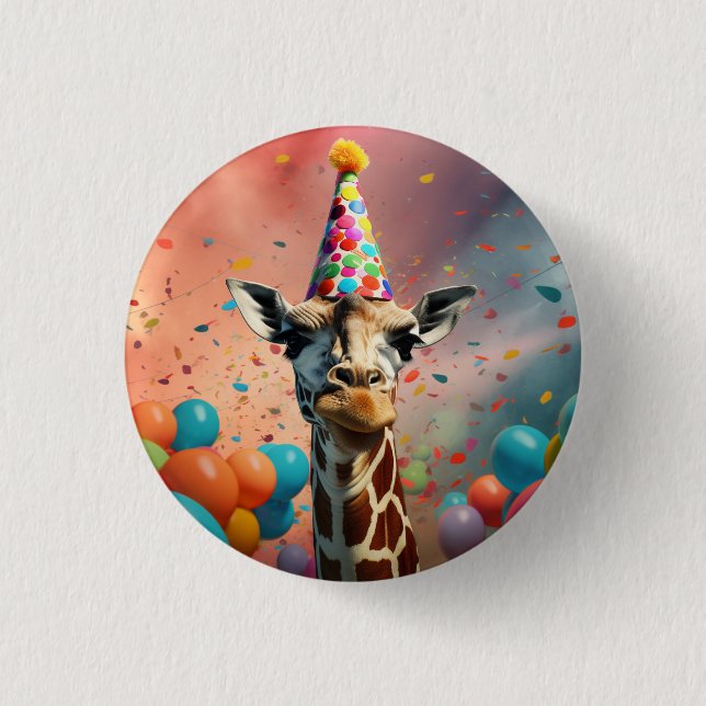 Födelsedagsmärke giraff, knapp, märkesgiraff knapp (Framsida)
