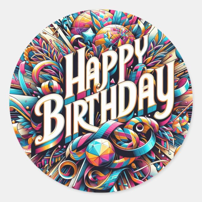 Födelsedagsmärke Runt Klistermärke (Framsida)