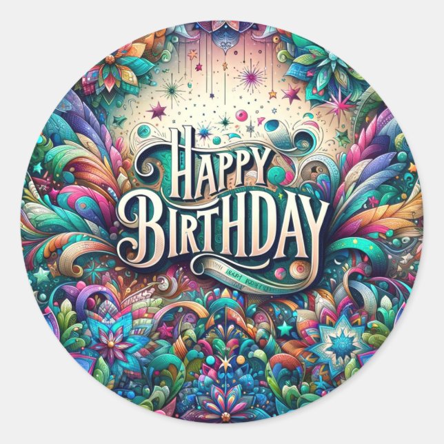 Födelsedagsmärke Runt Klistermärke (Framsida)