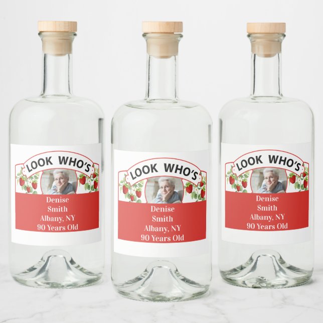 Födelsedagsmärkesuppsättning - Text & Bild Kan Änd Spritflaskor Etikett (Flaskor)