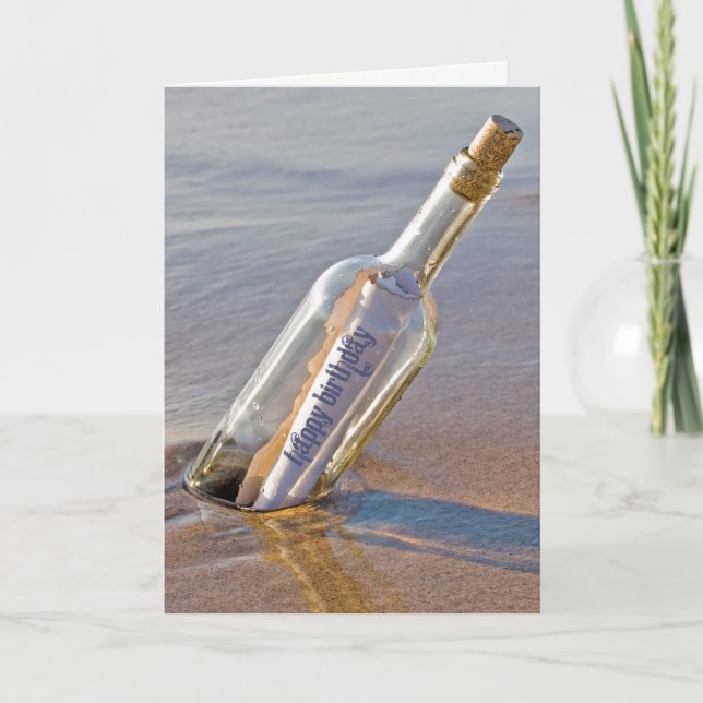 födelsedagsmeddelande i flaska kort (Framsida)