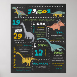 Födelsedagsmilstolpar Poster - dinosaurier