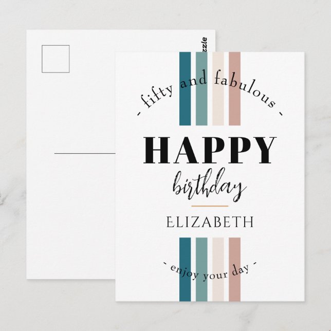 Födelsedagsminimalistisk design i pastellfärger vykort (Fram/baksida)
