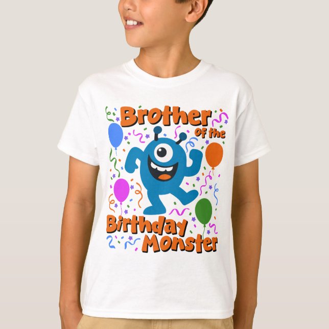 Födelsedagsmonsterbror  t shirt (Framsida)