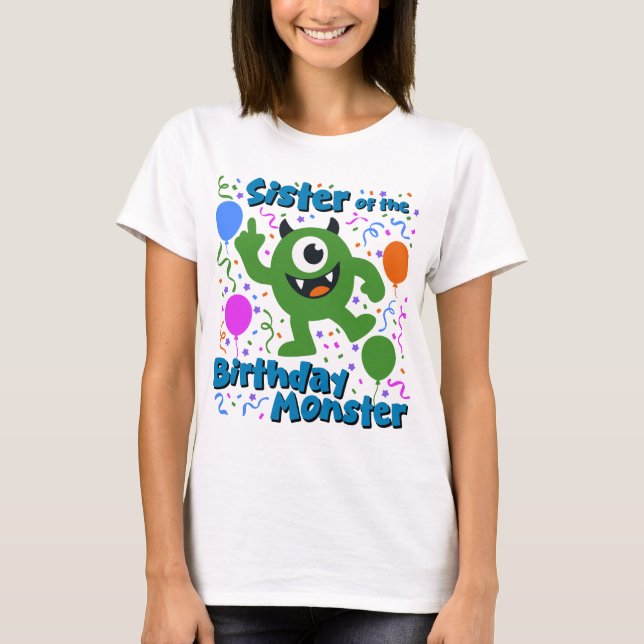 Födelsedagsmonstret syster t shirt (Framsida)