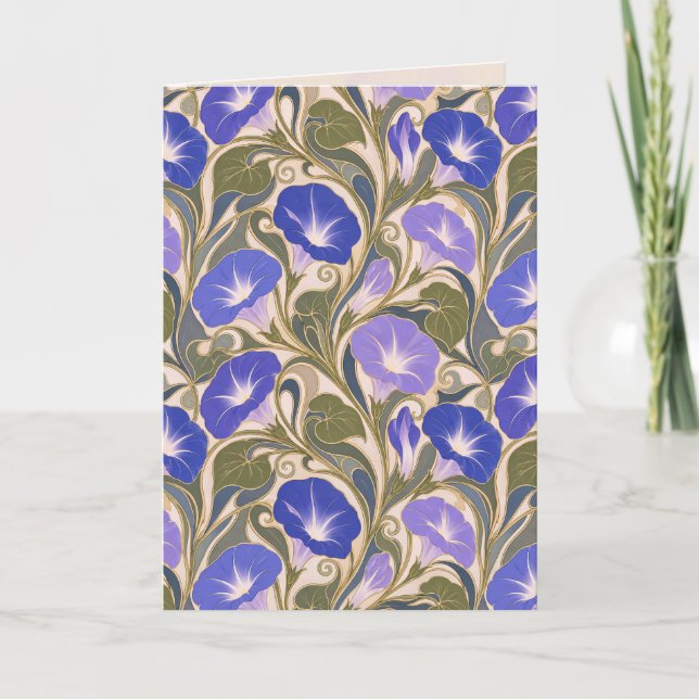 Födelsedagsmorgonblomma Art Nouveau Kort (Framsida)
