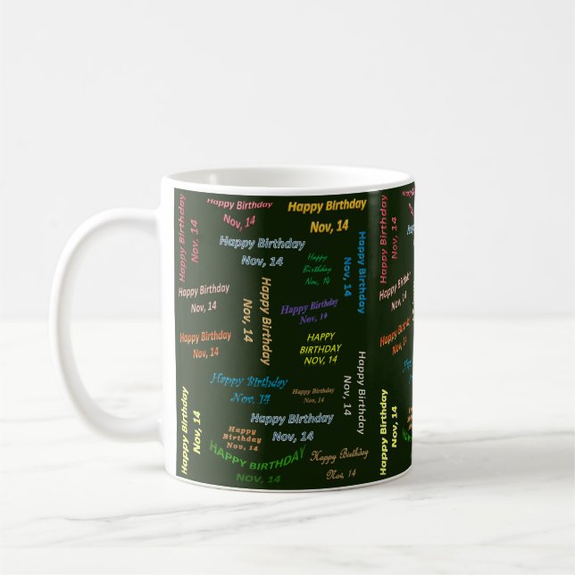 Födelsedagsmugg, 14 november kaffemugg (Vänster)