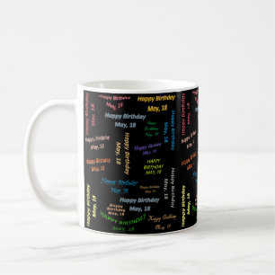 Födelsedagsmugg för 18 maj kaffemugg