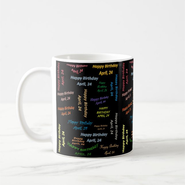 Födelsedagsmugg för 24 april kaffemugg (Vänster)