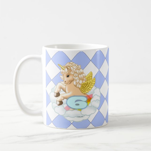 Födelsedagsmugg för 6-åring med enhörning kaffemugg (Vänster)
