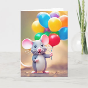 Födelsedagsmus med ballonger kort