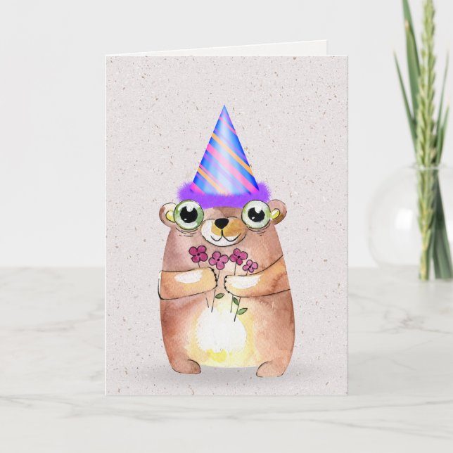 Födelsedagsmus med Party Hat Kort (Framsida)