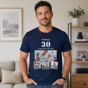 Födelsedagsnamn ålder fotokollage blå t shirt
