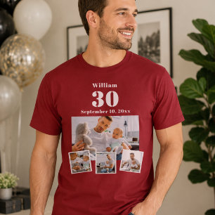 Födelsedagsnamn ålder fotokollage rött t shirt