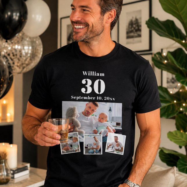 Födelsedagsnamn ålder fotokollage t shirt (Skapare uppladdad)