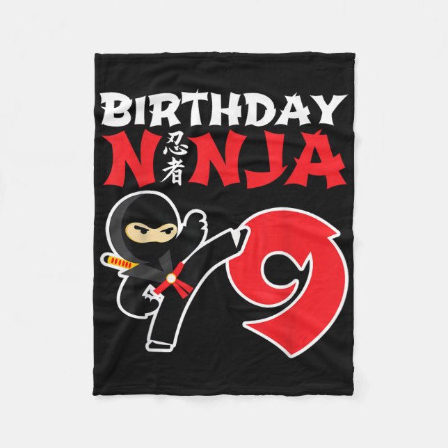 Födelsedagsninja - 9-årig ninjafest - Födelsedag Fleecefilt (Framsidan)
