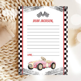 Födelsedagsnotkort för Tjej med Racingbil Tidskaps Tack Kort