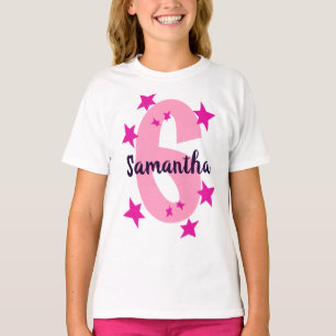 Födelsedagsnummer och Namn Rosa Stars anpassade T Shirt