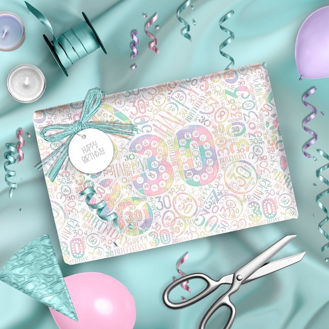 Födelsedagsnummer Ord Cloud 30 A ID270 Presentpapper (Skapare uppladdad)