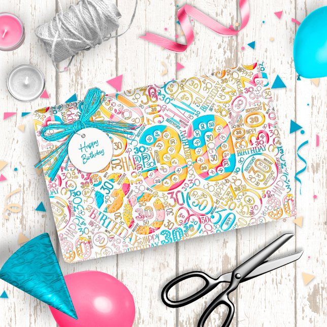 Födelsedagsnummer Ord Cloud 30 B ID270 Presentpapper (Skapare uppladdad)