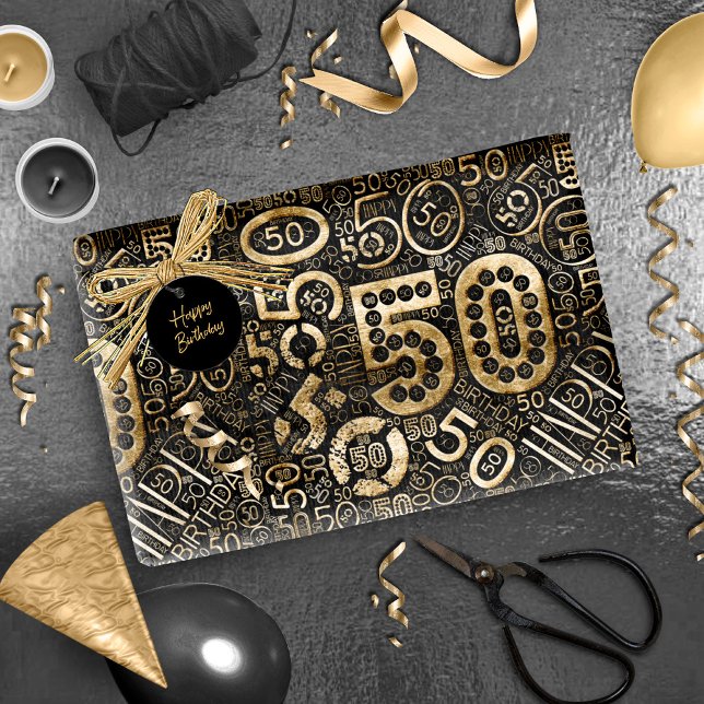 Födelsedagsnummer Ord Cloud 50 C ID270 Presentpapper (Skapare uppladdad)