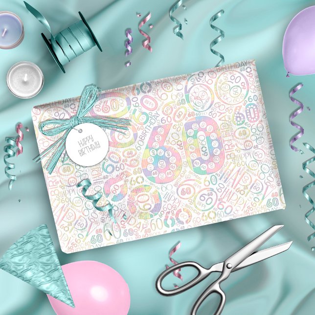 Födelsedagsnummer Ord Cloud 60 A ID270 Presentpapper (Skapare uppladdad)