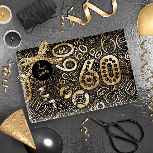 Födelsedagsnummer Ord Cloud 60 C ID270 Presentpapper (Skapare uppladdad)