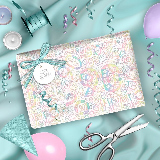 Födelsedagsnummer Ord Cloud Nittio A ID270 Presentpapper (Skapare uppladdad)