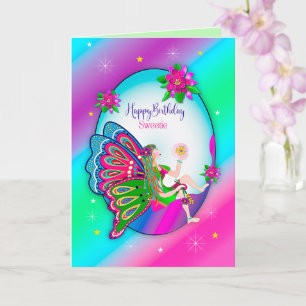 Födelsedagsöglor Magic Colorful Butterfly Fairy Kort