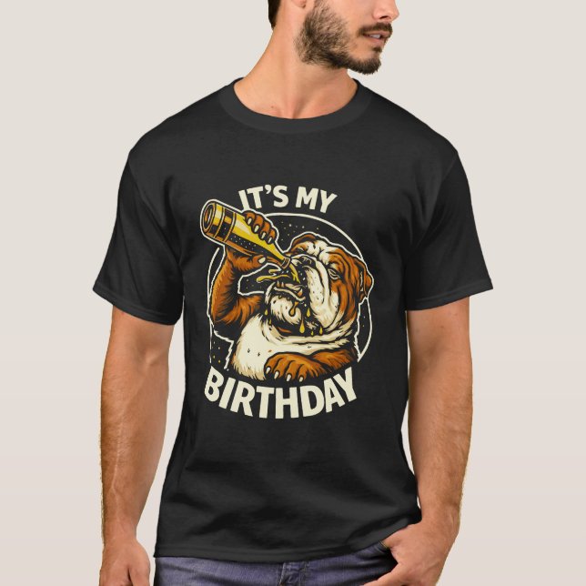 Födelsedagsöl Tjuvsippande Bulldogg T Shirt (Framsida)