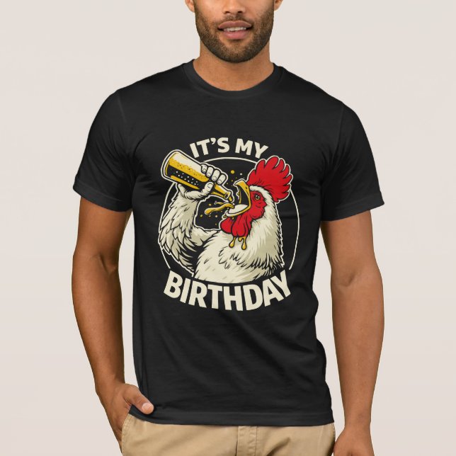 Födelsedagsölknölande Tupp T Shirt (Framsida)