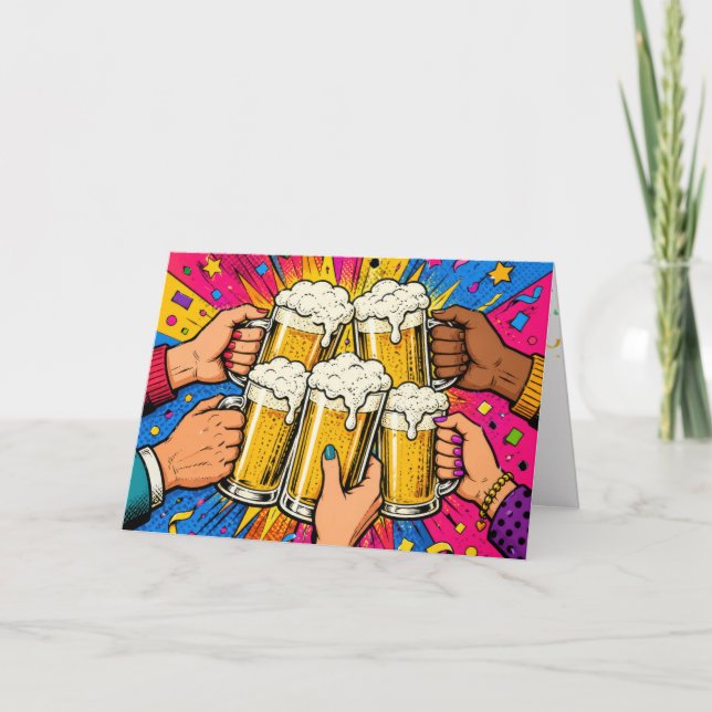 Födelsedagsölskål Pop Art Kort (Framsida)