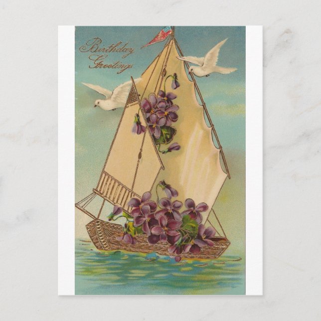 Födelsedagsönskningar i vintage-stil vykort (Framsida)
