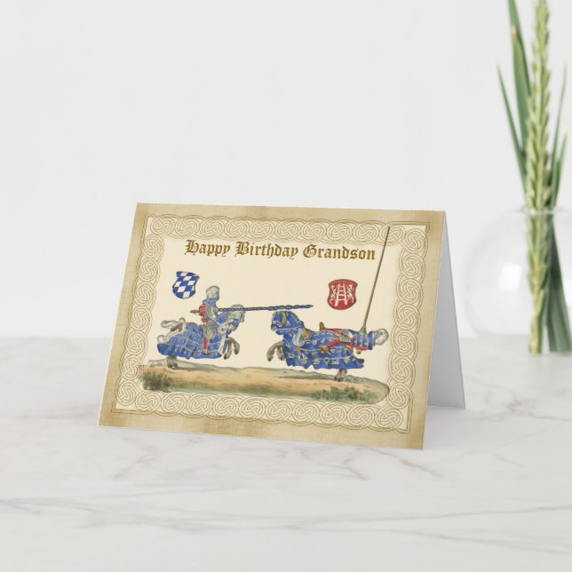 Födelsedagsonson, riddare som Jousting, hästar Kort (Framsida)