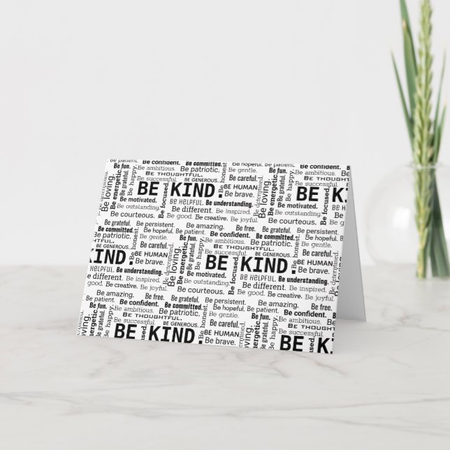 Födelsedagsordmoln med Be Kind Kort (Framsida)